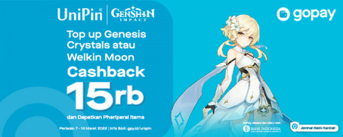 PROMO – Cashback Rp 15.000 Buat Kamu yang Top Up Genshin Impact Pakai GoPay di UniPin!